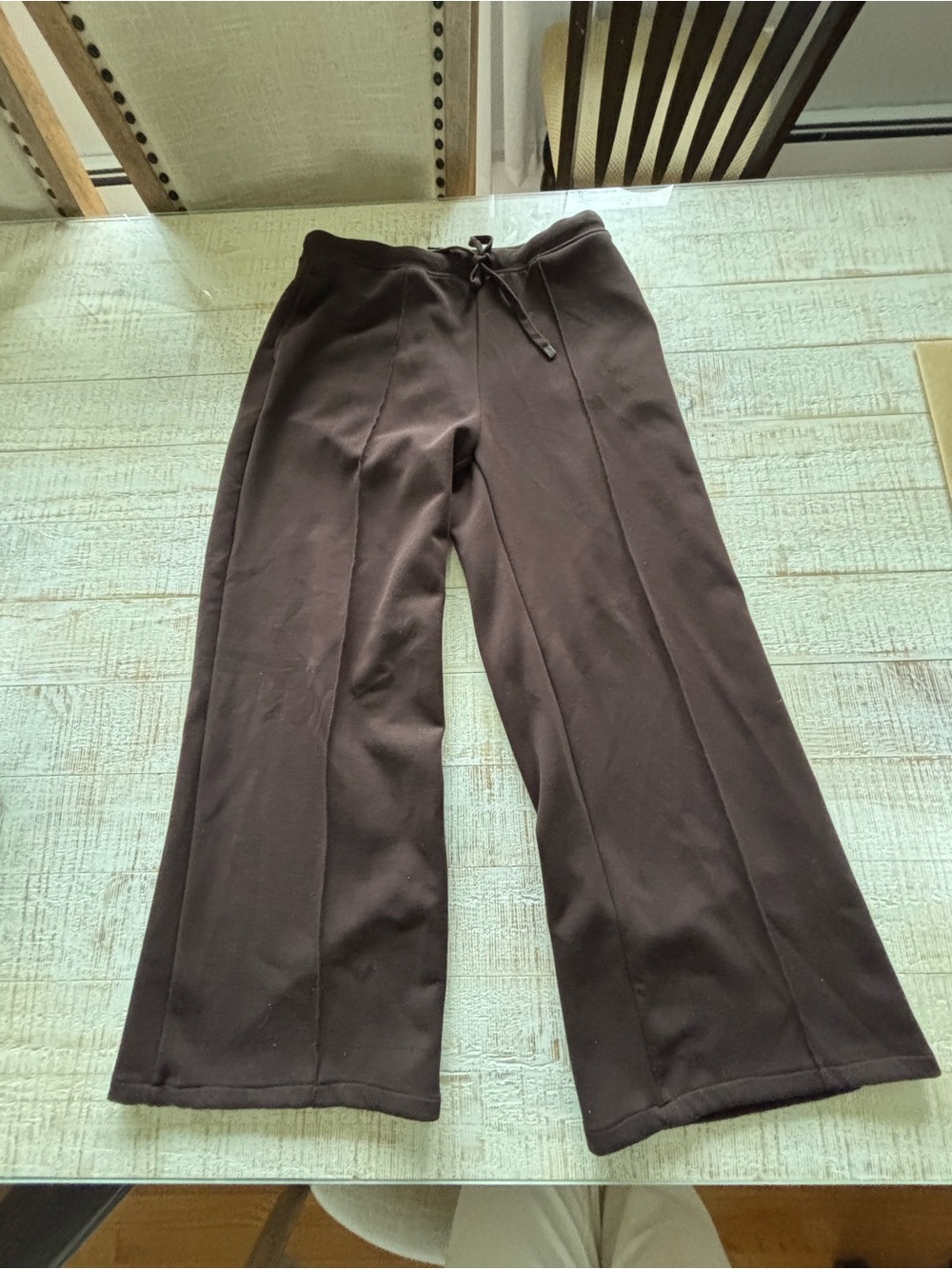 Brown Wide Leg Drawstring Pants